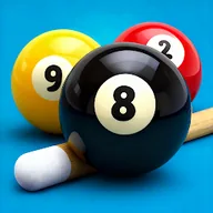 Super Billiards Real 8 Ball app icon, a black eight ball on blue