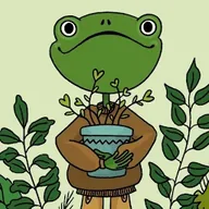 Home Garden Lulu app icon, a frog framed by green leaves