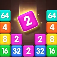 Merge Block Puzzle app icon, numbered coloured blocks on a grid